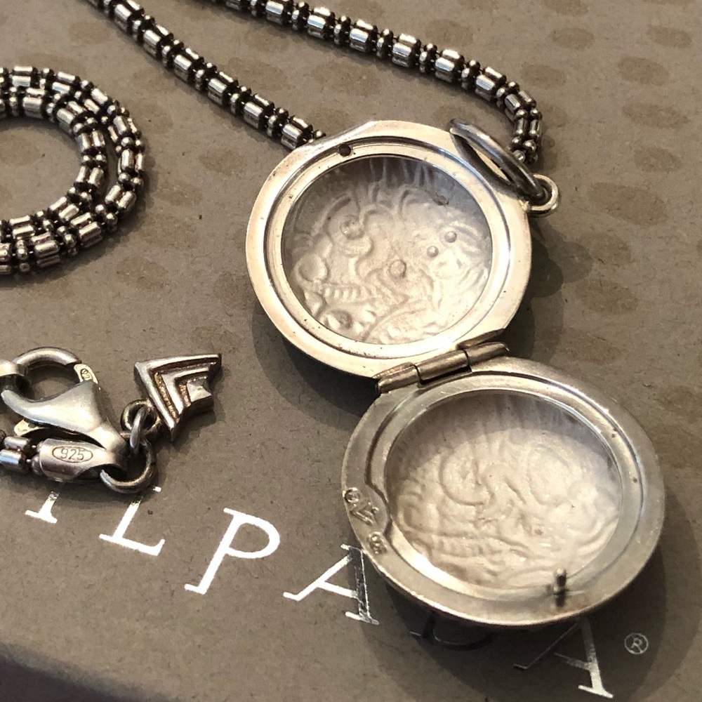 Vintage Silpada Etched Sterling Dragon Locket Necklace - Picture 15 of 16